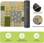 Artoid Mode Check Pattern Flowers Floral Spring Kitchen Mats Set of 2, Home Decor Low-Profile Kitchen Rugs for Floor - 17x29 and 17x47 Inch