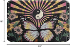 Erosebridal Boho Butterfly Bath Mat Hippie Yin and Yang Non Slip Bath Rugs Rainbow Geometric Striped Cozy Bathroom Rug 16x24 Bohemian Swirl Spiral Bathroom Accessories Minimalism Mountain Bedroom Rug