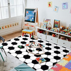 Soft Soccer Rugs for Bedroom, Machine Washable, Cute Bedside Boys Area Rug for Kids Toddlers Teens, Soccer Lovers Home Decor Indoor Carpet for Living Room, Dorms, Nursery, 7x9 FT