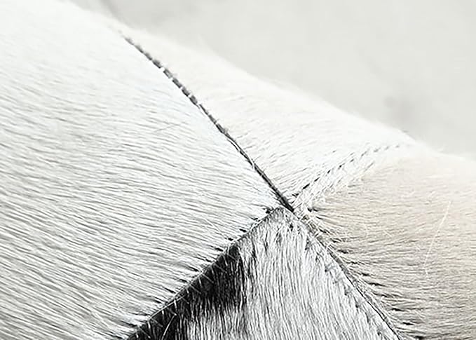 Cowhide Round Leather Rug 5x5 ft – Genuine Hair-On Hide Patchwork Area Rug for Living Room, Bedroom, Kids Playroom, Lounge & Western Home Decor