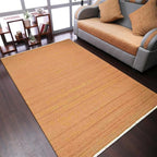Rugsotic Carpets Hand Woven Flat Weave Kilim Wool ECO-Friendly Area Rugs - 5'x8', Rectangle Shape, Orange Color, Solid Plain Design, Low Pile Handmade Rugs for Living Room, Bed Room (D00111)