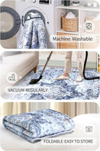 COMSLE Washable Door Mat, Front Door Mat Indoor Faux Wool Absorbent Small Rugs for Entryway Distressed Throw Rug Non-Slip Accent Floor Carpet for Entrance Bedroom, 24X48 Inches Blue