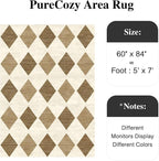 5x7 Checkered Area Rugs for Living Room Brown Machine Washable Large Rug Non-Slip Stain Resistant Low Pile Boho Accent Indoor Throw Carpet for Office Bedroom Dining Room Classroom