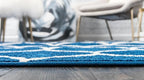 Rugs.com Lattice Frieze Collection Rug – 10' x 13' Navy Blue Medium Rug Perfect for Living Rooms, Large Dining Rooms, Open Floorplans