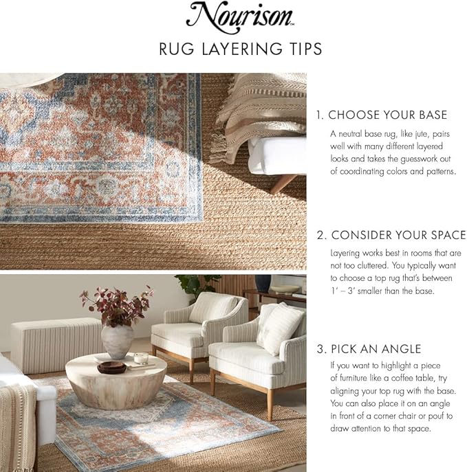 Nourison Home Textured Home Ivory 2'3" x 7'6" Area Rug - Easy Clean, Non Shedding, Bed Room, Living Room, Dining Room, Kitchen (8' Runner)