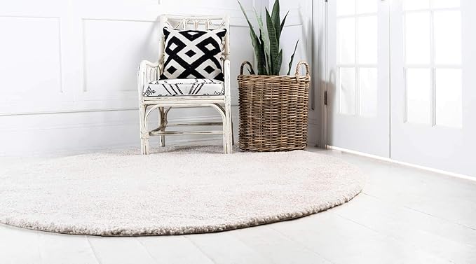 Unique Loom Solo Collection Area Rug - Calabasas (6' 1" Round, Ivory)