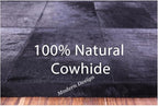 Modern Design Premium Cowhide Leather Carpet with Chevron Pattern, Area Rug (Black, 5x8)
