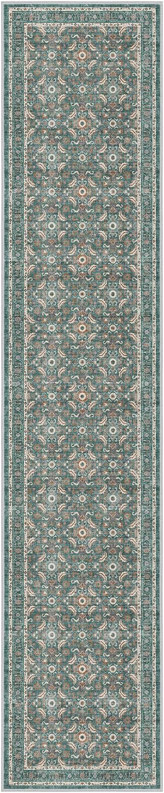 WITSHOCK 2x10 Long Runner Rug for Hallway,Washable Rug Distressed Boho for Bedroom Kitchen Entryway Indoor Entrance,Non Slip Runner Rugs with Rubber Backing（Teal Blue,2x10）