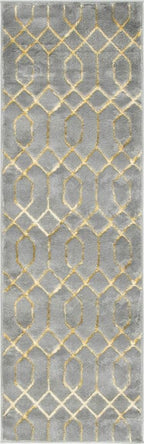 Unique Loom Marilyn Monroe Glam Collection Area Rug - Trellis (2' x 6' 1' Runner, Gray Gold/ Gold)