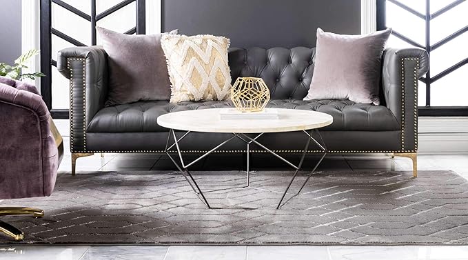 Marilyn Monroe Glam Collection Area Rug - Trellis (2' x 3' 1' Rectangle, Gray Silver/ Silver)