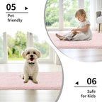 Bathroom Rug 20x32 Non Slip Fluffy Pink Bath Mat for Bathroom Floor Washable Plush Luxury Bath Rug for Tub Soft Shaggy Absorbent Shower Sink Mat