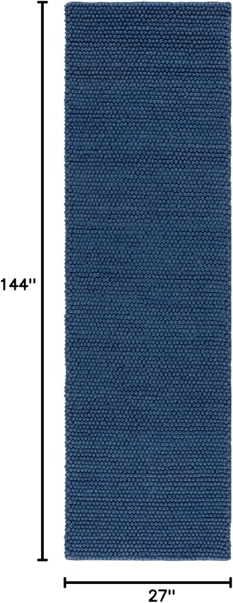 SAFAVIEH Natura Collection Runner Rug - 2'3" x 12', Navy & Blue, Handmade Wool Blend, Textured Design, Ideal for Hallway, Bedroom, Foyer (NAT620M)