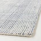 Hand-Tufted 100% Wool Pile Area Rug – Geometric Textured Grid Check Pattern – Thick and Durable Floor Carpet for Bedroom, Living Room, Kids Room, and Dining Area (Indigo Blue, 3' x 5')