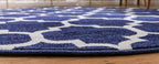Rugs.com Lattice Collection Rug – 6 Ft Round Dark Blue Medium Rug Perfect for Kitchens, Dining Rooms