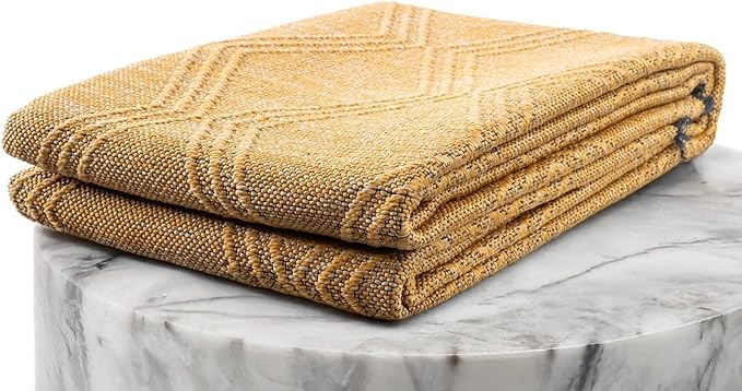 LUXE WEAVERS Modern Farmhouse Yellow 9x12 Washable Area Rug, Anti-Slip Diamond Pattern Carpet