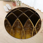 Luxury Black Gold Round Rug Vintage Golden Texture Living Room Circle Area Rugs 5ft Washable Soft Non Slip Low Pile Indoor Floor Carpet for Bedroom Office Kitchen Coffee Table