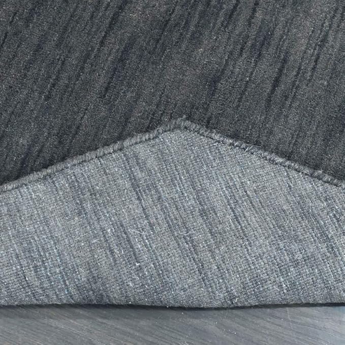 Hand Knotted Loom Wool ECO-Friendly Area Rugs - 8'x8', Octagon, Charcoal Color, Solid Plain Design, High Pile Handmade Anti Skid Area Rugs for Living Room, Bed Room (L00111)