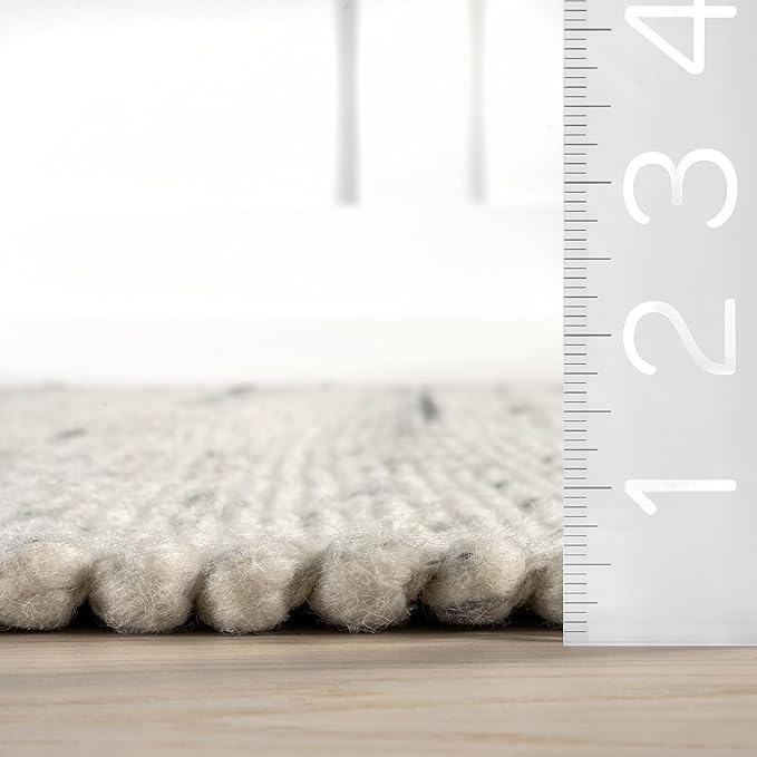 Rugs USA Santa Ynez Ivory/Grey, 4' x 6', Handmade, Marled, Wool & Cotton, Soft and Cozy, High Traffic, Stain Resistant, Easy Clean, Durable Area Rug for Bedroom, Living Room, Dining, Den, Foyer