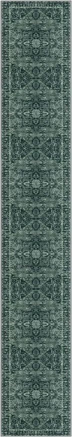 KOZYFLY Runners for Hallways 3x16 Ft Extra Long Washable Faux Wool Thin Hallway Rug Printed Carpet for Entryway Bedroom Staircase Kitchen Laundry Room Floor Decor, Dark Green