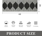 HelloTree Hallway Runner Rug，2x6 Moroccan Modern Stripe Carpet Washable Machine Bathroom Runner Bohemian Design Modern Soft Non Slip Indoor Rug for Entryway Hallway Laundry Room Bedroom-Black