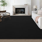 Modern Large Area Rug for Bedroom Living Room, 4x6 Feet Black Thickened Memory Foam Washable Rugs, Non-Slip Soft Minimalist Solid Indoor Carpets for Boys Girls Nursery Room Décor