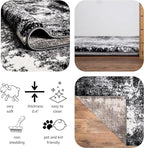 Keen Home Design Area Rugs - 8x10 Non-Shedding, Abstract Rugs for Kitchen, Living Room, Bedroom, Dining Room, Entryway - Size: 7'3" x 10'2", Abstract Black