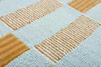Hand-Tufted Wool Rug with Scalloped Edges, Light Blue Plaid Pattern, Cozy Soft Area Rug for Living Room, Bedroom, and Nursery, Handmade Modern Accent Rug, 8x10 Ft