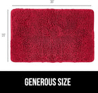 GORILLA GRIP Bath Rug Mat 30x20, Thick Soft Absorbent Chenille, Quick Dry Microfiber Mats, Rubber Backing Washable Shower Floor Rugs, US Designed Bathroom Bathmat Home Decor Accessories, Red