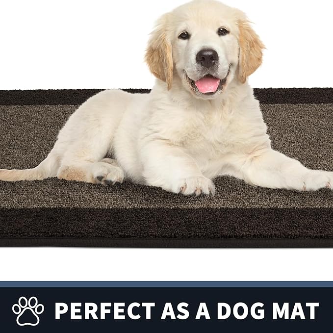 PURRUGS Dirt Trapping Door Mat 32" x 72", Non-Slip/Skid Machine Washable Entryway Rug, Shoes Scraper, Throw Rug, Super Absorbent Area Rug for Muddy Wet Shoes and Paws, Grayish Brown & Coffee