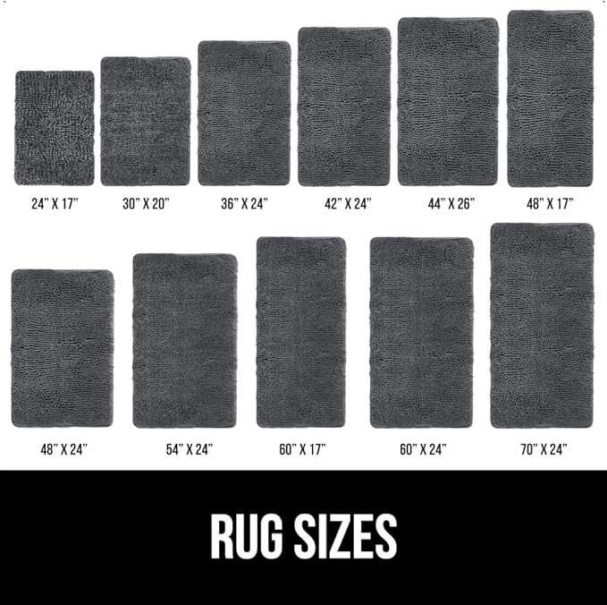 GORILLA GRIP Bath Rug Mat 30x20, Thick Soft Absorbent Chenille, Quick Dry Microfiber Mats, Rubber Backing Washable Shower Floor Rugs, US Designed Bathroom Bathmat Home Decor Accessories, Charcoal
