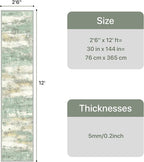GENIMO Runner Rug Non Slip 2'6"x12', Washable Rug Runner for Hallways Kitchen, Abstract Modern Kitchen Rugs, Low Pile Lightweight Carpet Runners for Entryway, Bedroom, Laundry, Light Green