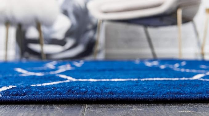 Unique Loom Trellis Frieze Collection Area Rug - Geometric (9' x 12' 2", Navy Blue/ Ivory)