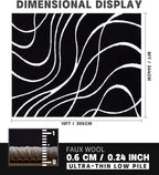 YIHOUSE Black Modern Area Rugs 8x10,Large Black and White Washable Rug for Living Room,Thin Abstract Geometric Rug,Minimalist Striped Rugs 8x10 for Bedroom,Office