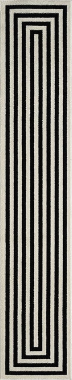 Abani Contemporary Blue & Ivory 2'x3' Area Rug, Contrasting Geometric Modern Stripe Symmetrical Living Room Carpet Rugs
