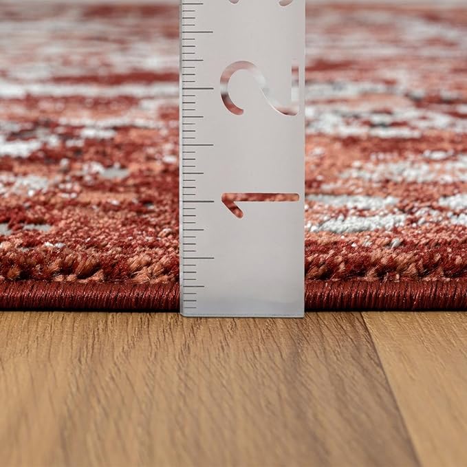 LUXE WEAVERS Moroccan Red 4x5 Medallion Area Rug for Living Rooms