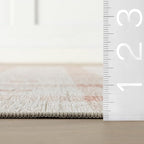 Dash & Albert Zale Peach Machine Washable Rug, 4 X 6 Feet, Oranges/White Plaid Pattern