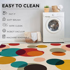 Mid Century Modern Rugs for Entryway, 2x3 ft, Boho Geometric Circle Area Rugs for Bedroom Kitchen Entrance, Soft Non Slip Washable Abstract Geometry Indoor Door Mat Home Decorations Dt-Ghf-19