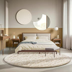 Ophanie Round Rugs 6Ft Ivory Circle Area Rug, Aesthetic Room Decor, Fluffy Fuzzy Bedroom Carpet, Plush Soft Shaggy Cream Living Room Rugs for Kids Home Decor, Nursery