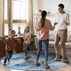 Round 6ft Area Rug Modern Abstract Washable Carpet for Living Room Bedroom Dining Room Home Office - Abstract Teal Grey