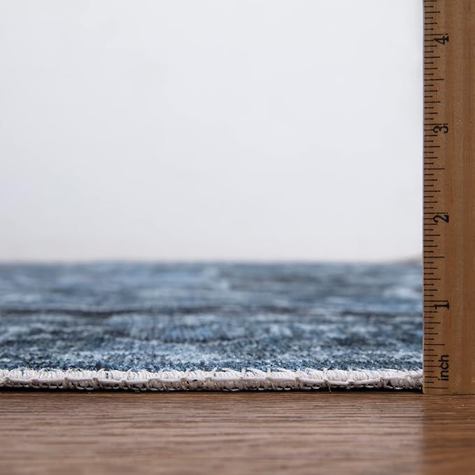 Bloom Rugs Caria Washable Non-Slip 3x5 Rug - Blue/Charcoal Traditional Area Rug for Living Room, Bedroom, Dining Room, and Kitchen - Exact Size: 3' x 5'