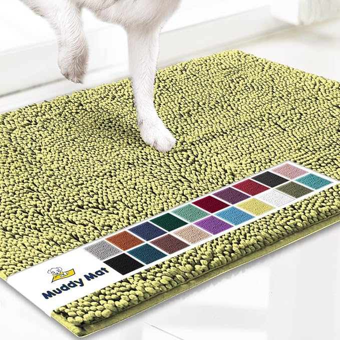 Muddy Mat® | Super Absorbent Door Mat Indoor, Microfiber Quick Dry Chenille Entryway Rug, Non-Slip Front Door Mat, Indoor Mats for Entryway, Machine Washable Pet Rug, Yellow 36" x 120"