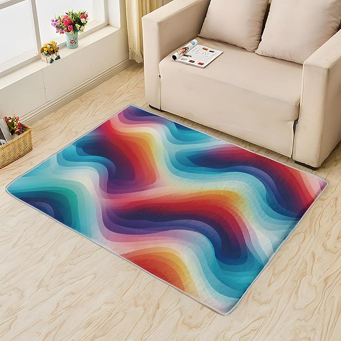 Rainbow Gradient Rug, 2x3 Rug, Modern Rugs for Entryway, Abstract Small Area Rug, Washable Rug Non Slip Soft Indoor Carpet, Kids and Pets Friendly, Rainbow Gradient Home & Room Decor