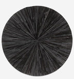 Faux Cowhide Round Area Rug | Non-Slip Leather Floor Carpet for Living Room, Bedroom, and Home Décor | Modern Stylish Accent Rug(Black_7x7)