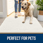 OLANLY Dog Door Mat for Muddy Paws 40x24, Absorbs Moisture and Dirt, Absorbent Non-Slip Washable Doormat, Quick Dry Chenille Mud Mat for Dogs, Entry Indoor Entryway Carpet for Inside Floor, Ivory