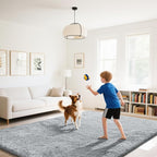 Fluffy Rug Shaggy Area Rug, Grey 10x14 Area Rugs for Bedroom, Super Soft Shaggy Rugs for Living Room Bedroom Kids Room Home Decor, Upgrade Anti-Skid Rectangular Fuzzy Rug
