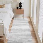 PADOOR Modern Abstract Runner Rug - 2.6x8 Washable Hallway Rugs, Ultra Soft Non-Slip Low Pile Floor Rugs for Hallway Entryway Kitchen Bedroom Bedside Laundry Room Grey