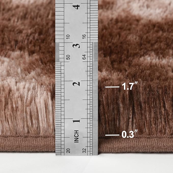 Shag Area Rug, 4 X 6 Tie-Dyed Plush Fuzzy Rugs for Living Room, Ultra Soft Fluffy Furry Rug for Bedroom, Indoor Carpet Nursery Rugs for Kids Room Home Decor, Coffee
