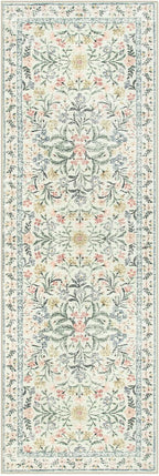 Morebes Washable Runner Rug 2x6,Bathroom Runner Rugs 24 x 72 Non Slip Washable,Vintage Boho Ultra-Thin Indoor Throw Carpet Runner for Hallway Entry Bedroom Laundry Room, Cream/Multi