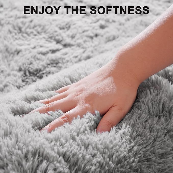 Beglad Shag Rugs for Living Room, Grey Area Rugs 5x7 Feet Upgrade Anti-Skid Modern Minimalist Style Memory Foam Rugs for Bedroom, Indoor Carpet Suitable for Boys Teens Room Decor