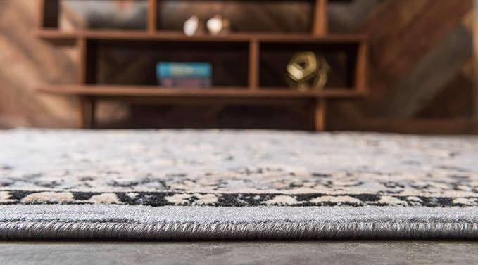 Unique Loom Sialk Hill Collection Area Rug - Washington (9' 10" x 13' 1" Rectangle Gray/Black)